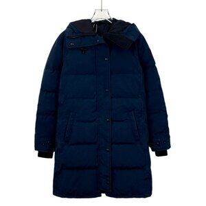 Canada Goose Navy Long Down Parka With Hood & Fur Trim